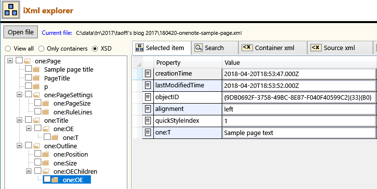 sample page's xsd